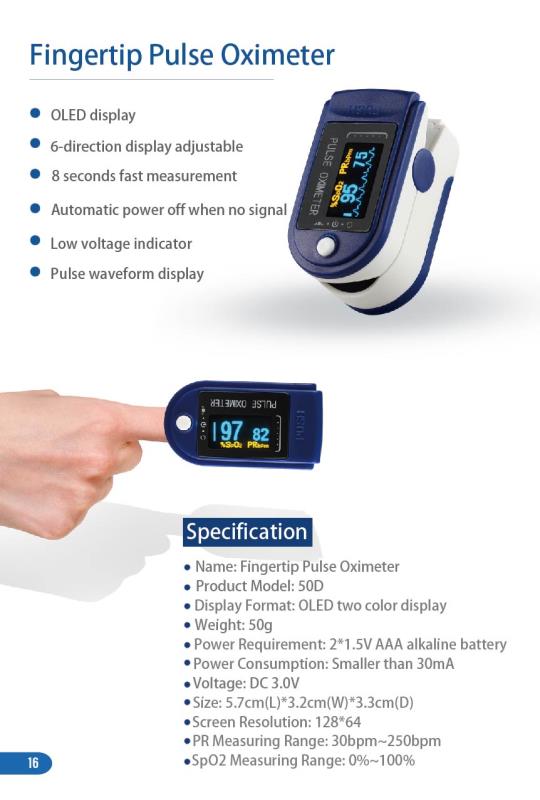 Portable Finger Pulse Oximeter SpO2 PR Monitor Device