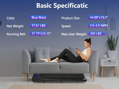 2.5HP Walking Pad Under Desk Treadmill 300LBS Capacity