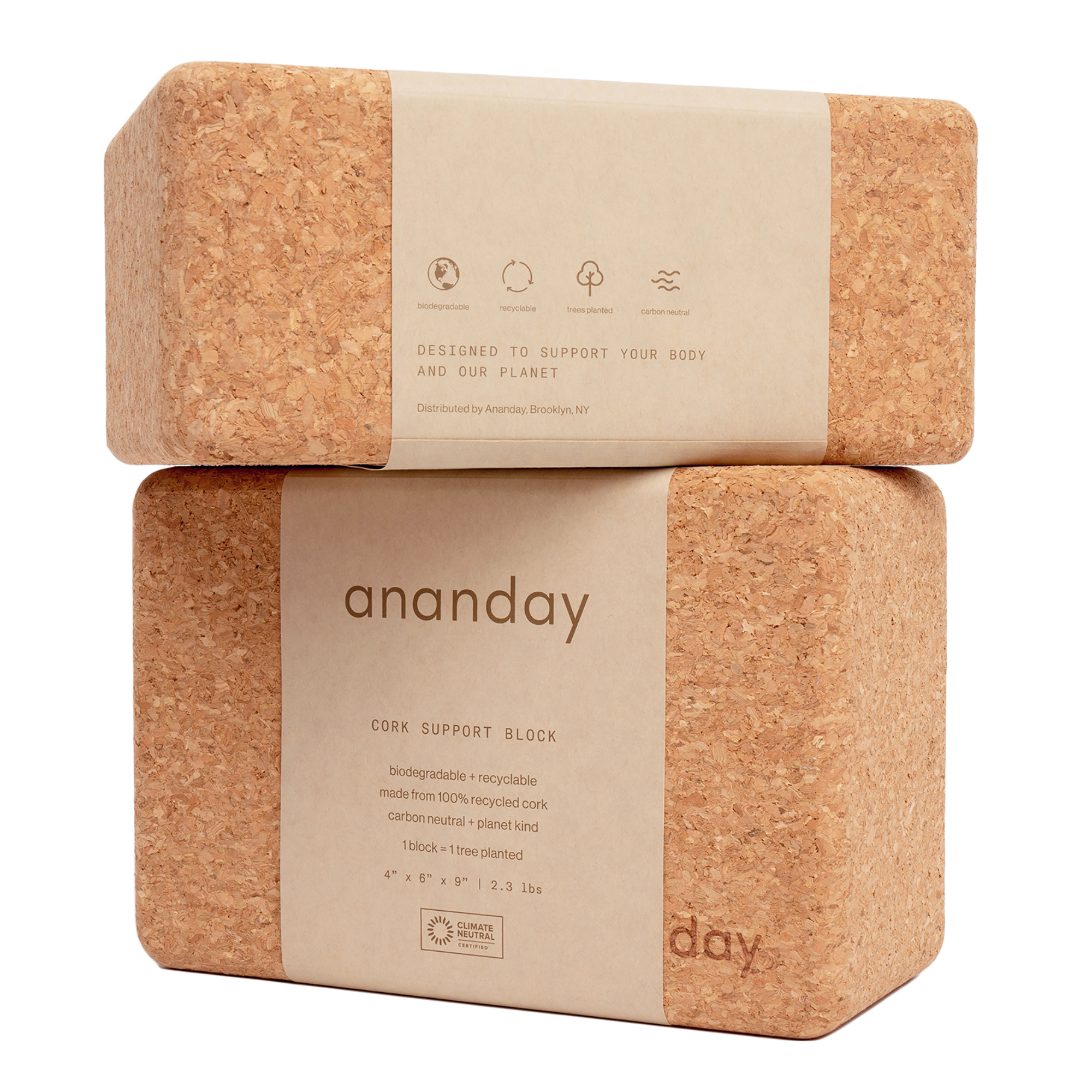 Cork Yoga Block Set Balance Stretching Exercise Support