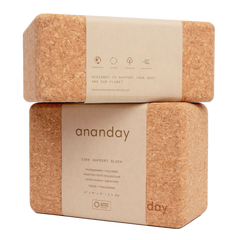 Cork Yoga Block Set Balance Stretching Exercise Support