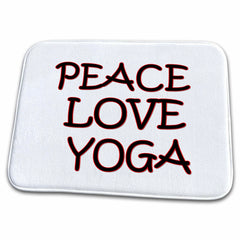 3dRose Peace. Love. Yoga. Gym. Fitness club. Sport. Exercise. - Dish Drying Mats (ddm-261353)