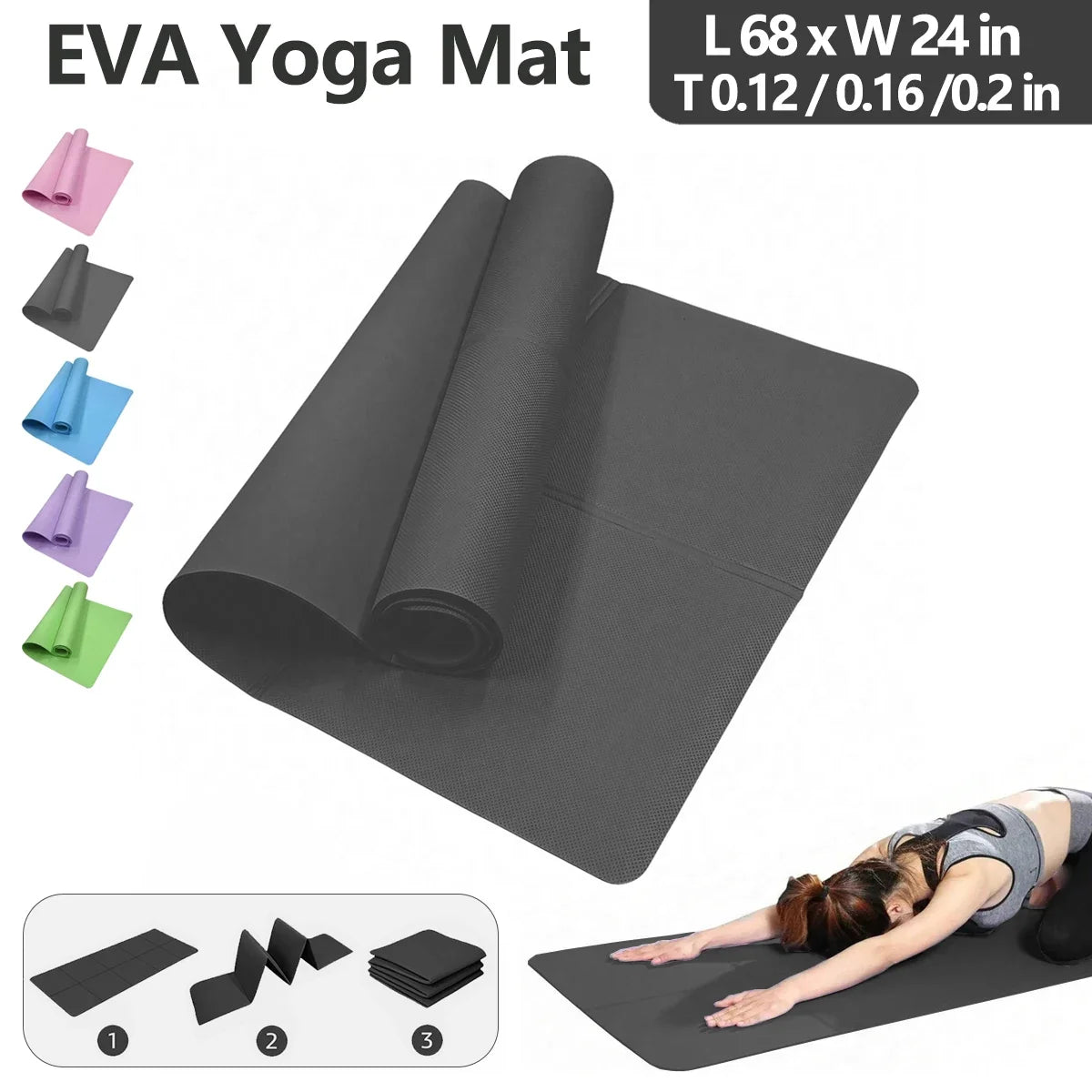 Foldable Eco Friendly EVA Yoga Mat Travel Fitness Exercise
