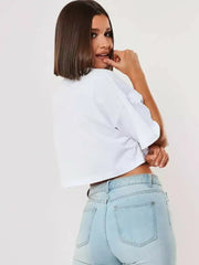 Loose Cotton Crop Top Dance Gym Sports T Shirt