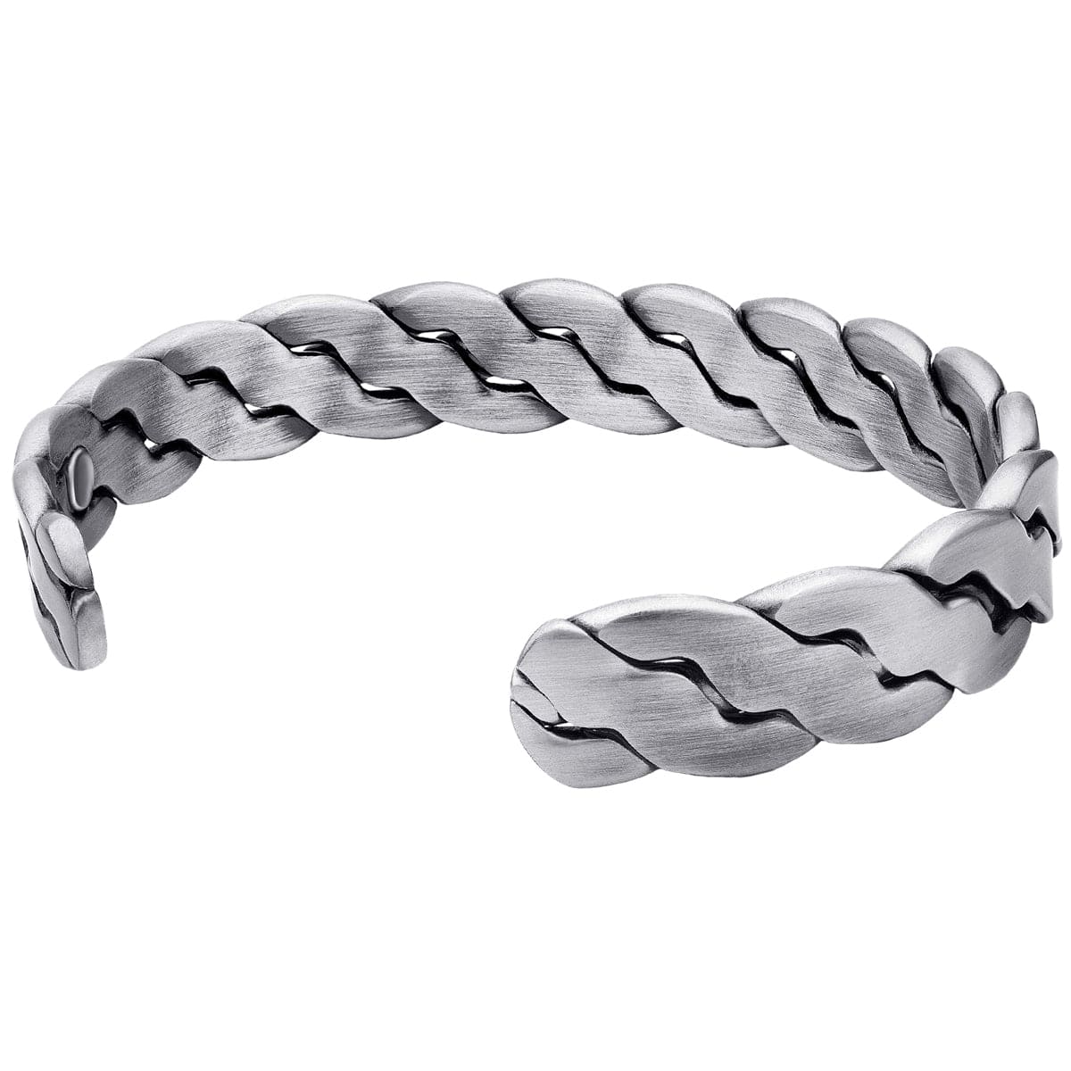 Rugged Twist Magnetic Therapy Bracelet Silver Bangle