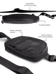 LuxeGo Small Crossbody Sling Bag for Running & Travel - Black